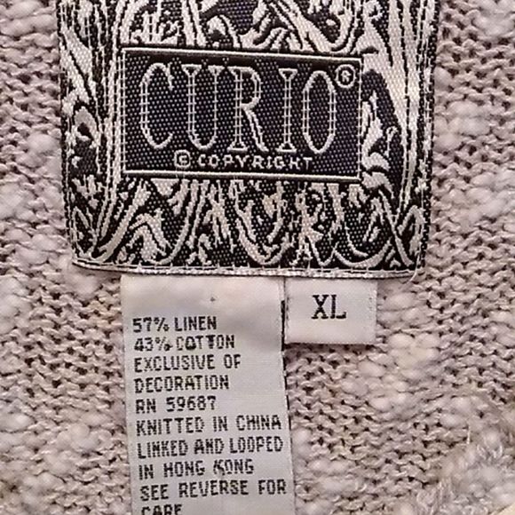 Curio XL Indian Beads on collar 3/4 sleeves sweater color camel - Picture 5 of 7